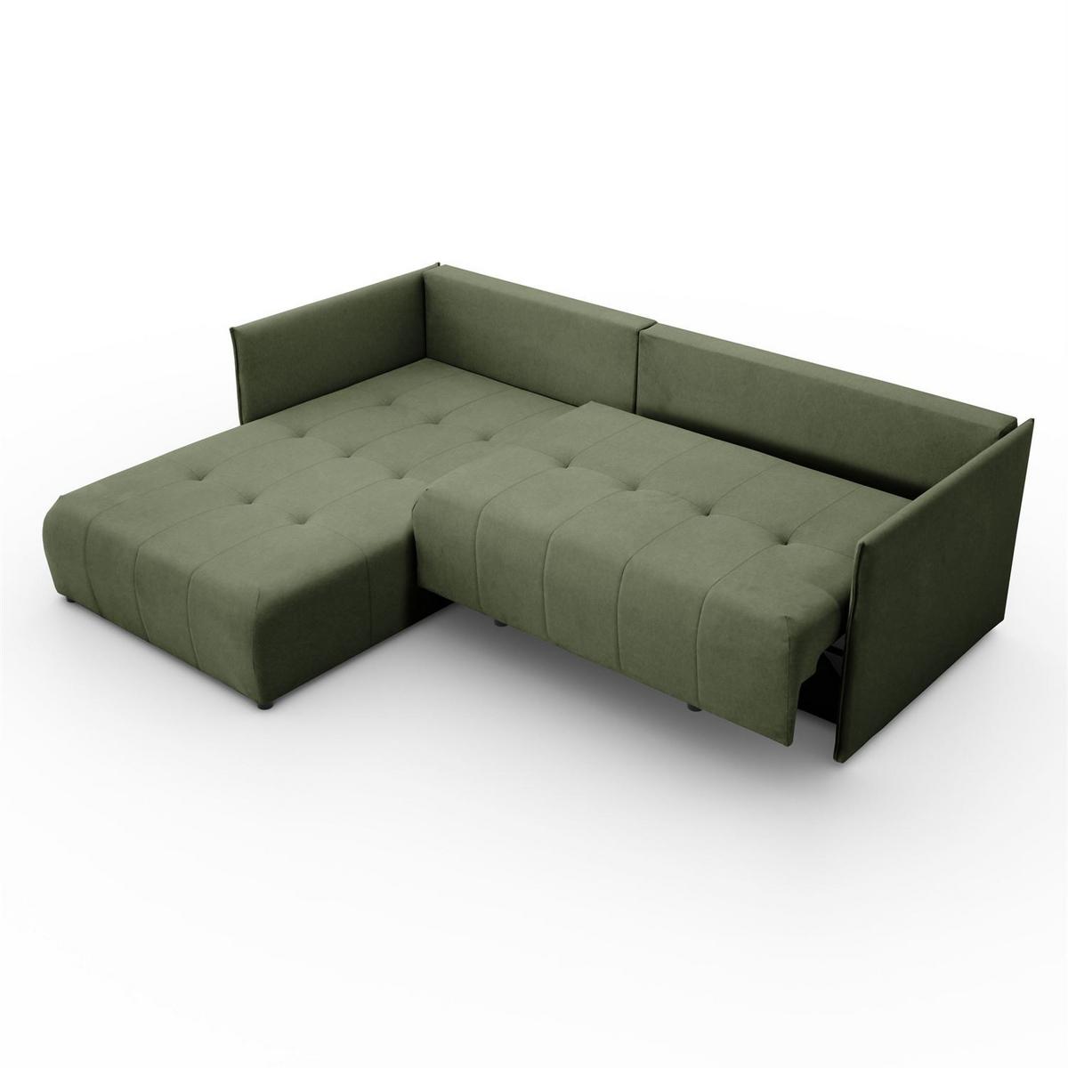 ECKSOFA APOLLO L mit Schlaffunktion und Bettkasten – linke Seite - Grün, Textil (246/188cm) - Lookway