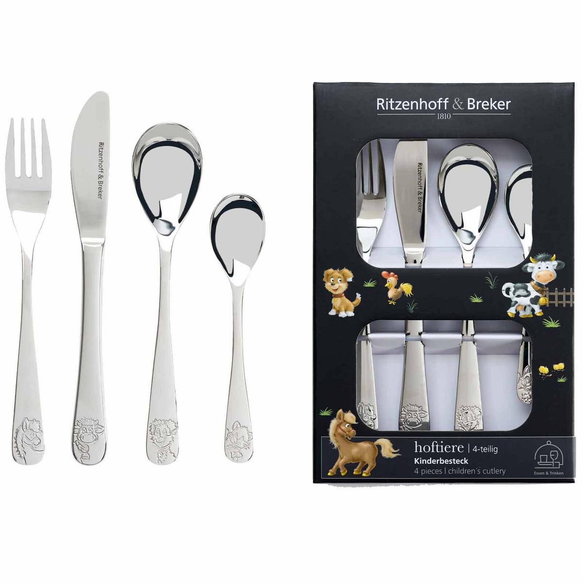KINDERGESCHIRR MIT BESTECK Hoftiere bunt - Multicolor, Keramik (2/2/2cm) - Ritzenhoff Breker