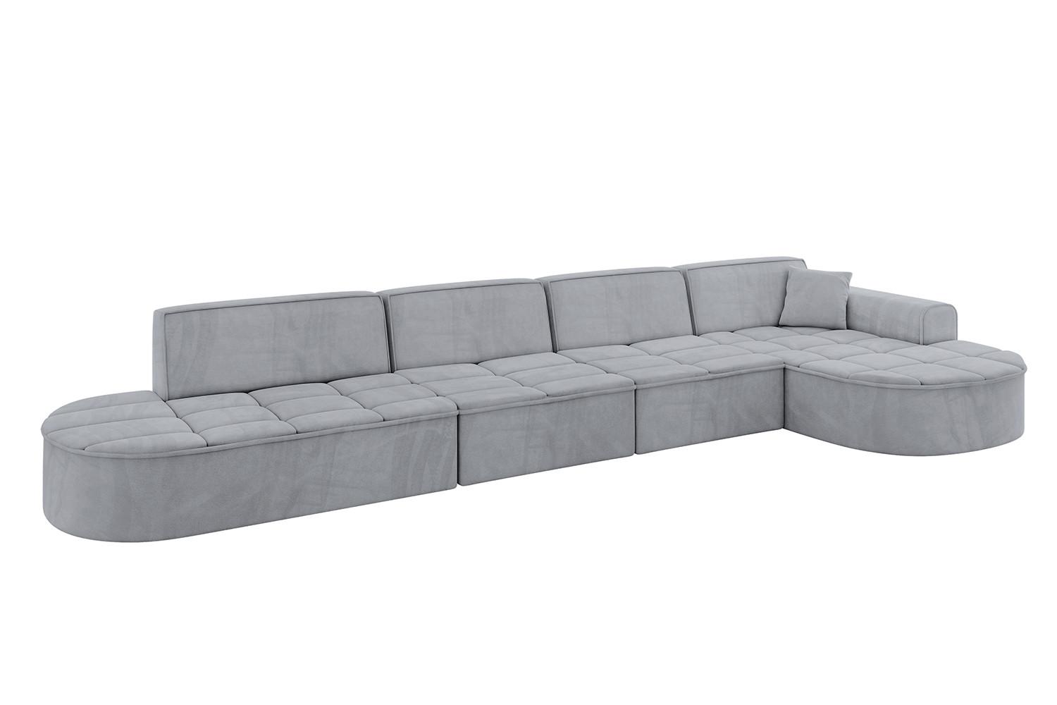 ECKSOFA Ottomane Rechts TARO-L3 - 413x171x79,5 cm Hellgrau - Grau, Holzwerkstoff/Textil (413/171cm) - ALTDECOR