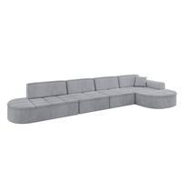 ECKSOFA Ottomane Rechts TARO-L3 - 413x171x79,5 cm Hellgrau - Grau, Holzwerkstoff/Textil (413/171cm) - ALTDECOR