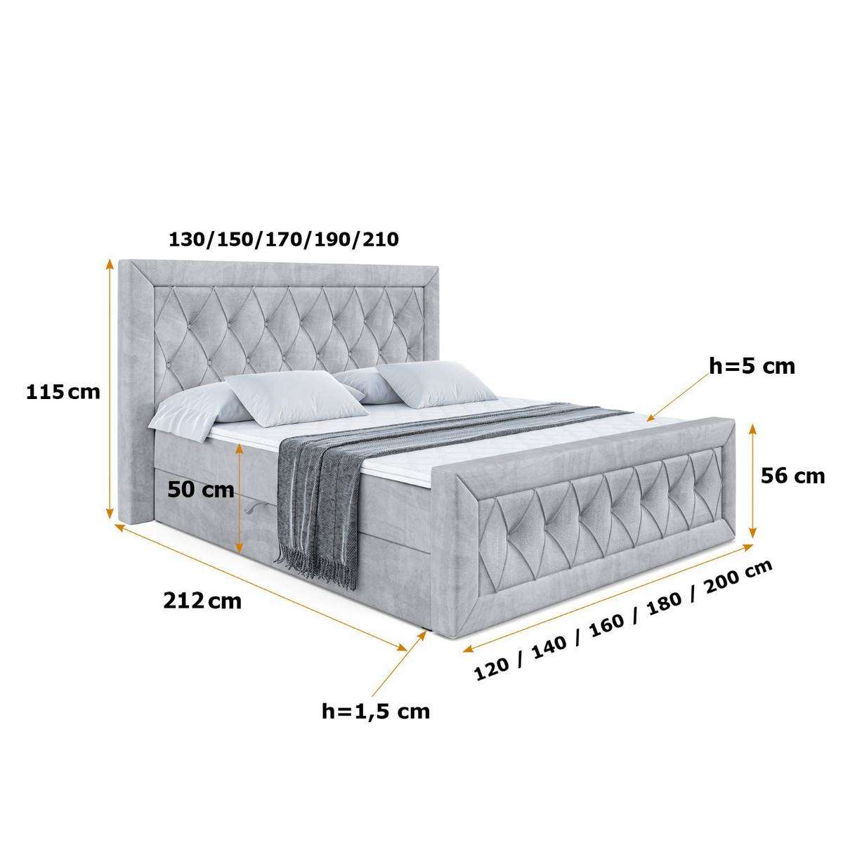 BOXBETT NOEL-Z - 120 x 200 - H4 - Hellgrau - Hellgrau, Holzwerkstoff (120/200cm) - ALTDECOR