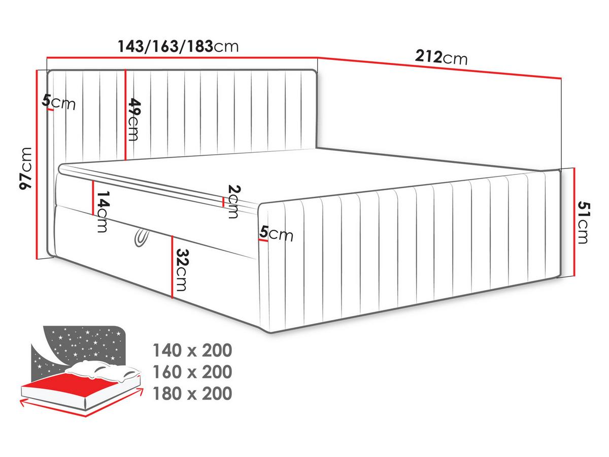 BOXBETT Tirulo Fix - H3 - Dunkelgrau/Schwarz, Holzwerkstoff/Kunststoff (160/200cm) - MIRJAN24