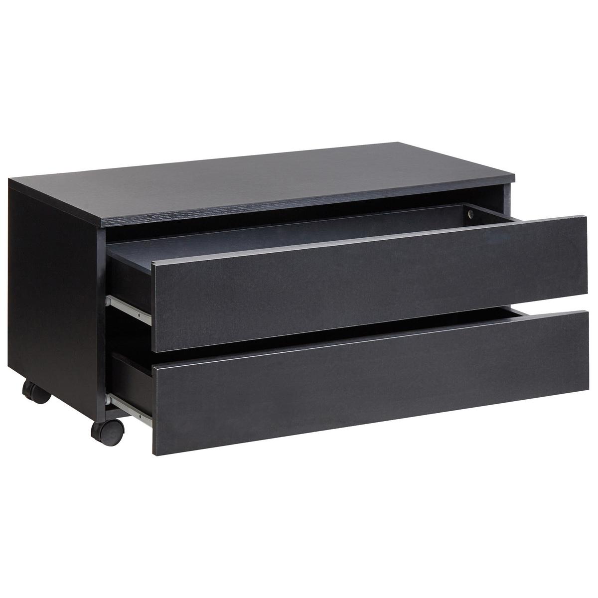 BADEZIMMERSCHRANK mit Rädern 80 cm Schwarz Teresina - Schwarz, Holzwerkstoff (80/38/39cm) - Beliani