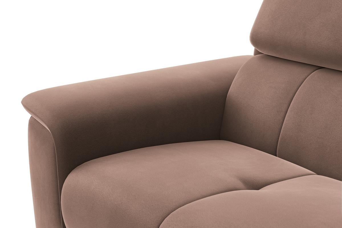 SOFA FIERO 3-Sitzer, Brauner Veloursstoff - Schwarz/Braun, Holz/Textil (212/82/103cm) - Courtois Laville