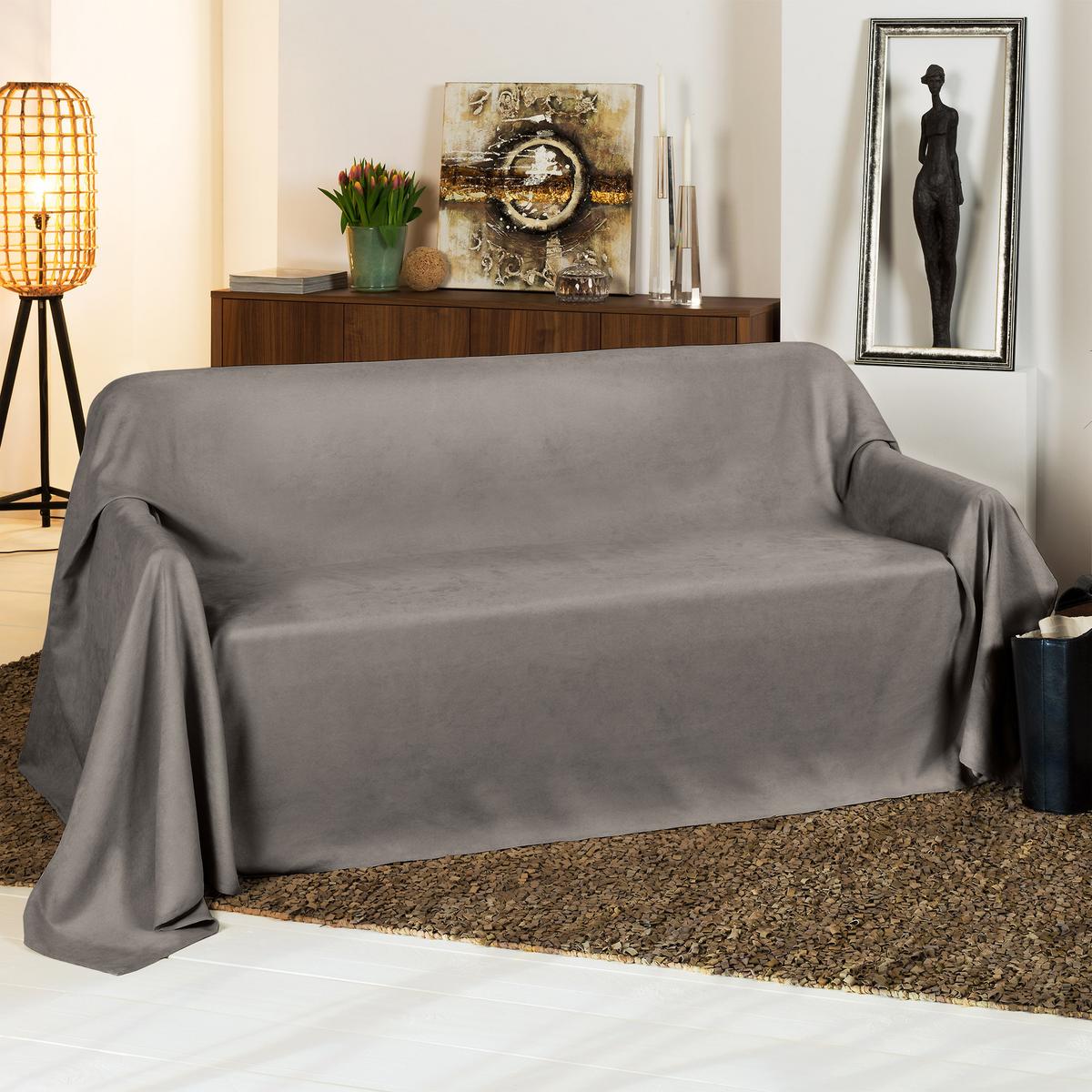 TAGESDECKE Romantica Wildleder Optik 210/280 cm Grau - Grau, Textil (210/280cm) - Beautissu 