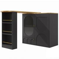 BARTISCH Schwarz 360° Drehbar Ausziehbar Stehtisch mit Stauraum - Schwarz, Holzwerkstoff (73/137.9/92.5cm) - Urban Meuble