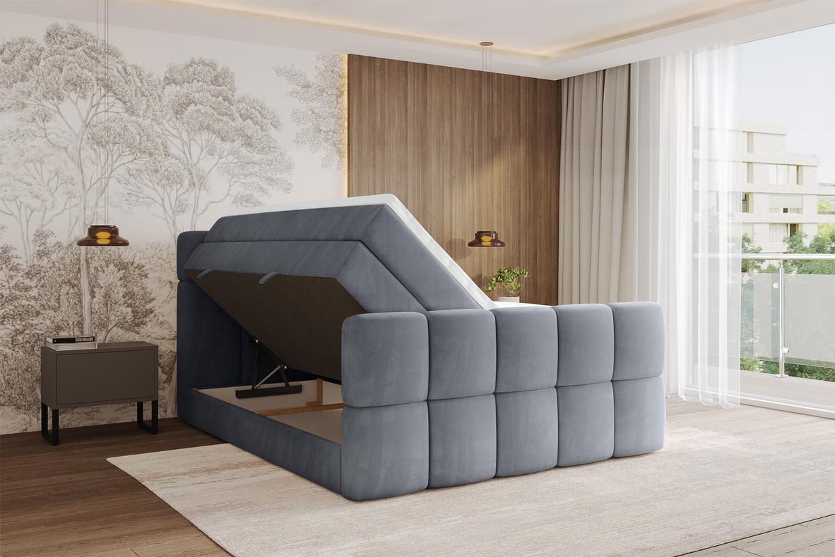 BOXBETT mit Matratze H3/H4 - FAMA-Z KING - 120x200 cm Grau Casablanca - Grau, Holzwerkstoff (120/200cm) - ALTDECOR
