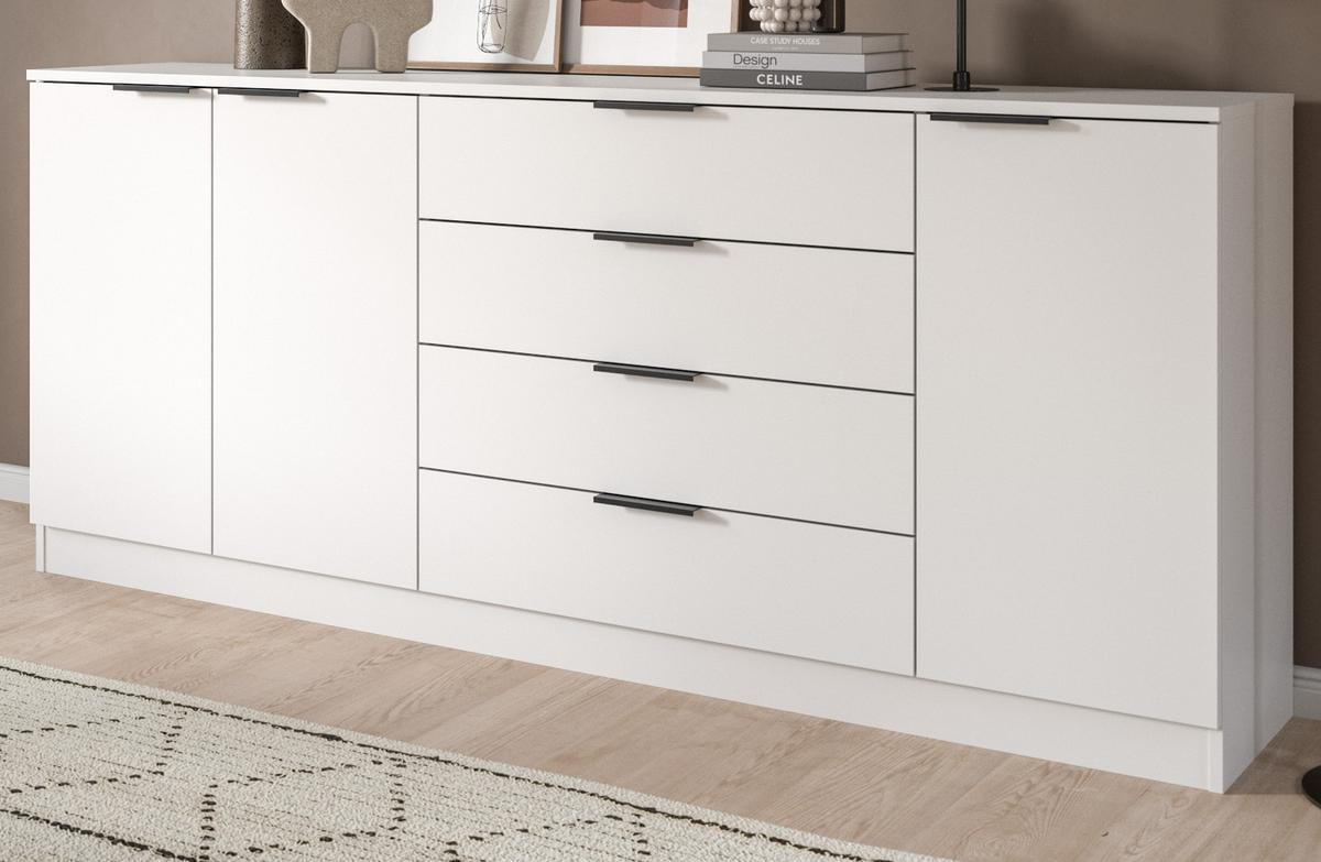 SIDEBOARD weiß 185 x 80 cm, Kommode mit viel Stauraum - Schwarz/Weiß, Holzwerkstoff/Kunststoff (185/80/35cm) - Inn.Furn