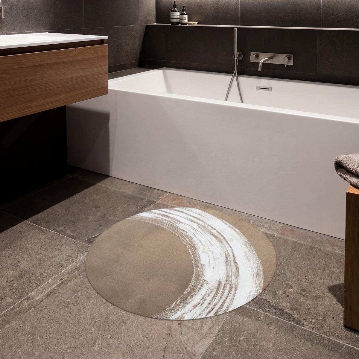 BADEMATTE Farbe - Braun - Japandi Badvorleger 70x70 cm - Mokka, Textil (70/70cm) - OnlyWow