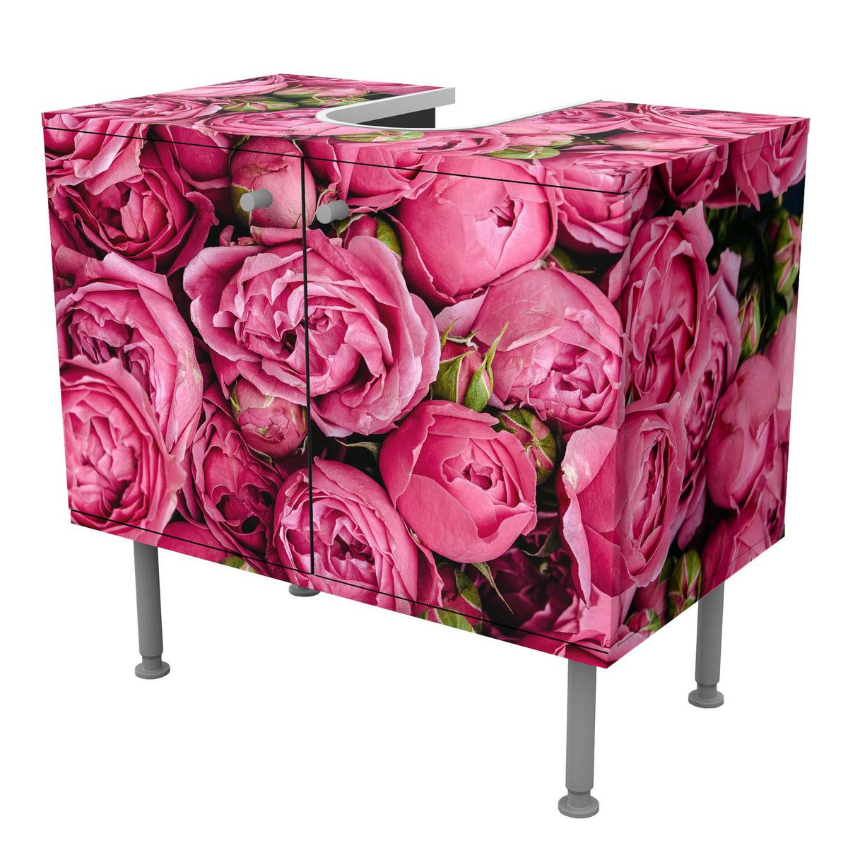 WASCHBECKENUNTERSCHRANK Pinke Pfingstrosen 60/55/35 cm - Pink, Holzwerkstoff (60/55/35cm) - Bilderwelten