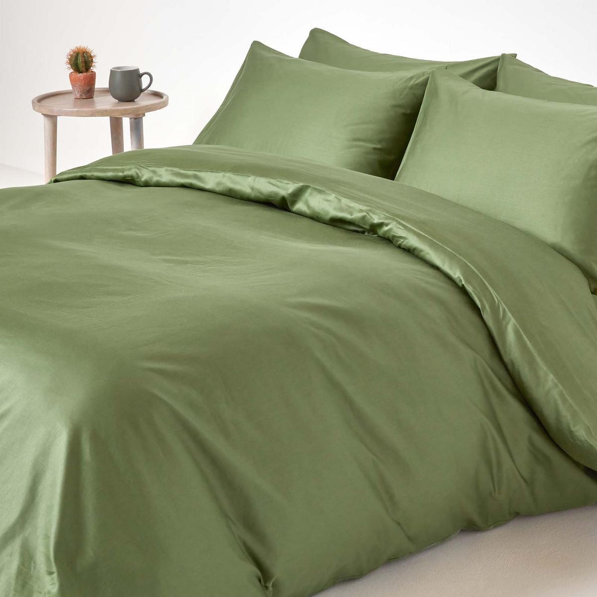 BIO-BETTWÄSCHE Satin Fadendichte 400 - Grün, Textil (200/200cm) - Homescapes