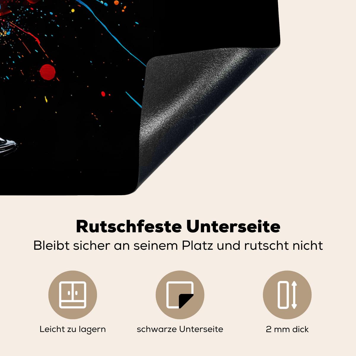 HERDABDECKPLATTE Wein - Glas - Graffiti - Getränk - Rot - Farbe Induktionsmatte 77x59 cm - Weinrot, Kunststoff (77/59/0.2cm) - MuchoWow