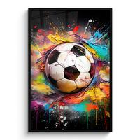 POSTER MIT RAHMEN Fußball - Farbe - Farben - Schwarz - Weiß Bilderleiste 80x120 cm - Weiß, Papier (80/120cm) - MuchoWow