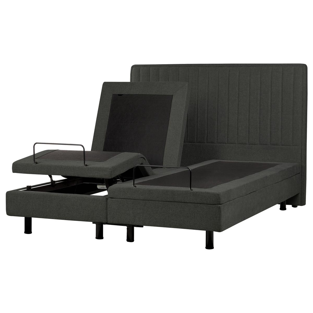 BETT 160/200 cm Dunkelgrau Duke II - Dunkelgrau/Schwarz, Textil (160/200cm) - Beliani