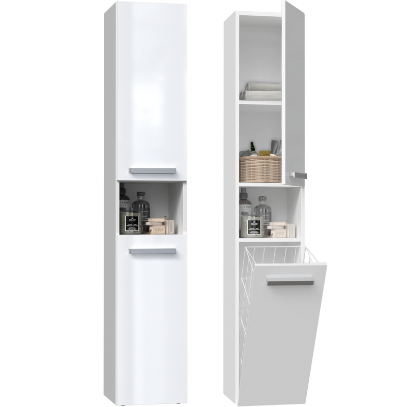 BADEZIMMERSCHRANK Weiß, Hochglanz Weiß 31/174/30 - Weiß, Holzwerkstoff (31/174/30cm) - RAUMHIRSCH FURNITURE