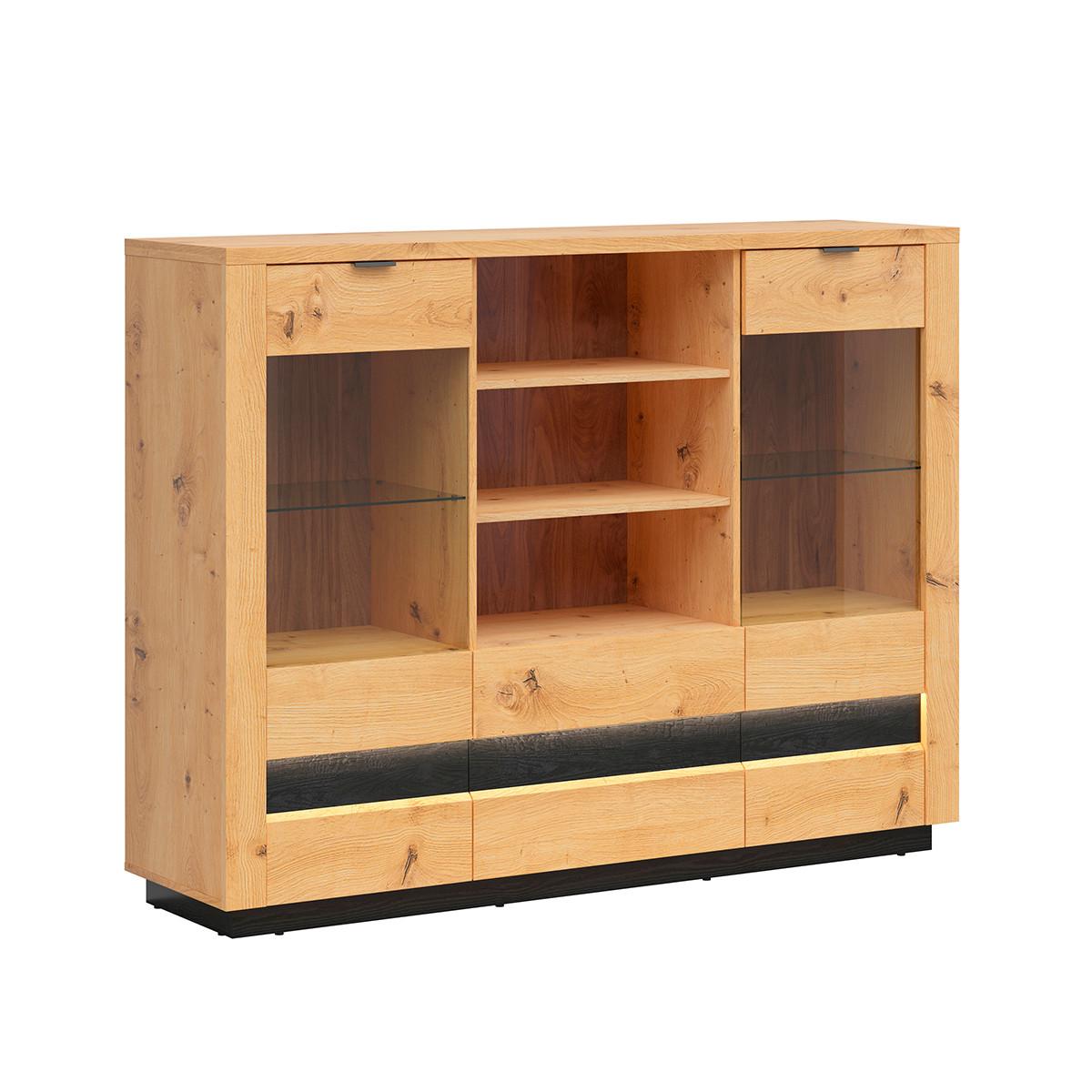 GESCHIRRSCHRANK Glenn Holz und Schwarz - Schwarz, Holzwerkstoff (161/123/42cm) - Petits-meubles