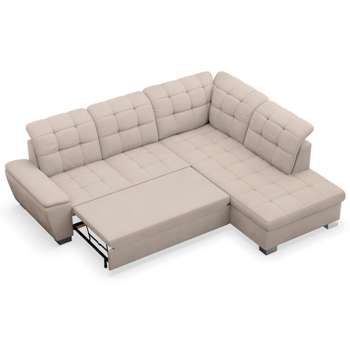ECKSOFA Jamaal Beige rechtsseitig - Beige/Schwarz, Textil (212/258cm) - Selsey