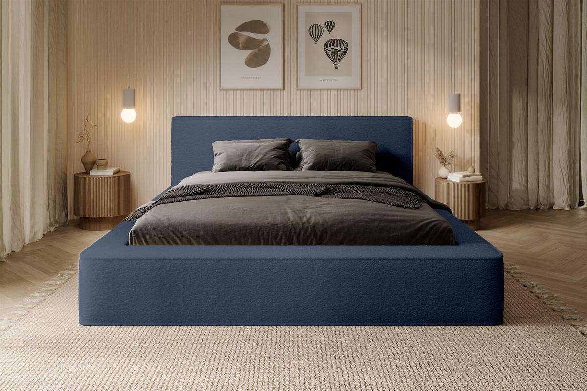 POLSTERBETT Omaha In Euphoria - Blau, Holzwerkstoff/Textil (160/200cm) - Fun Möbel