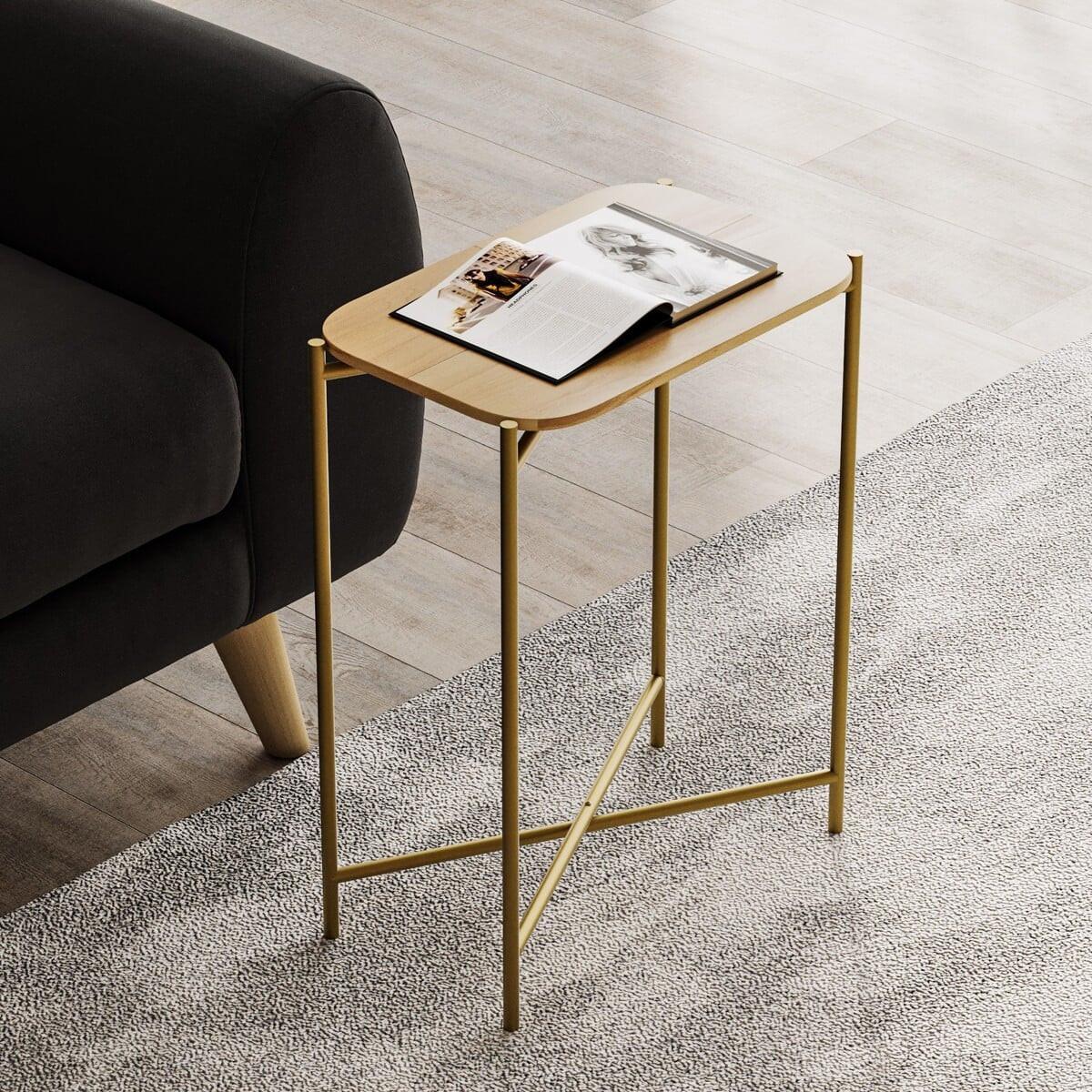 RECHTECKIGER beistelltisch mit metallfüssen 26/40/56 cm - Goldfarben, Metall (60/26/56cm) - Calicosy