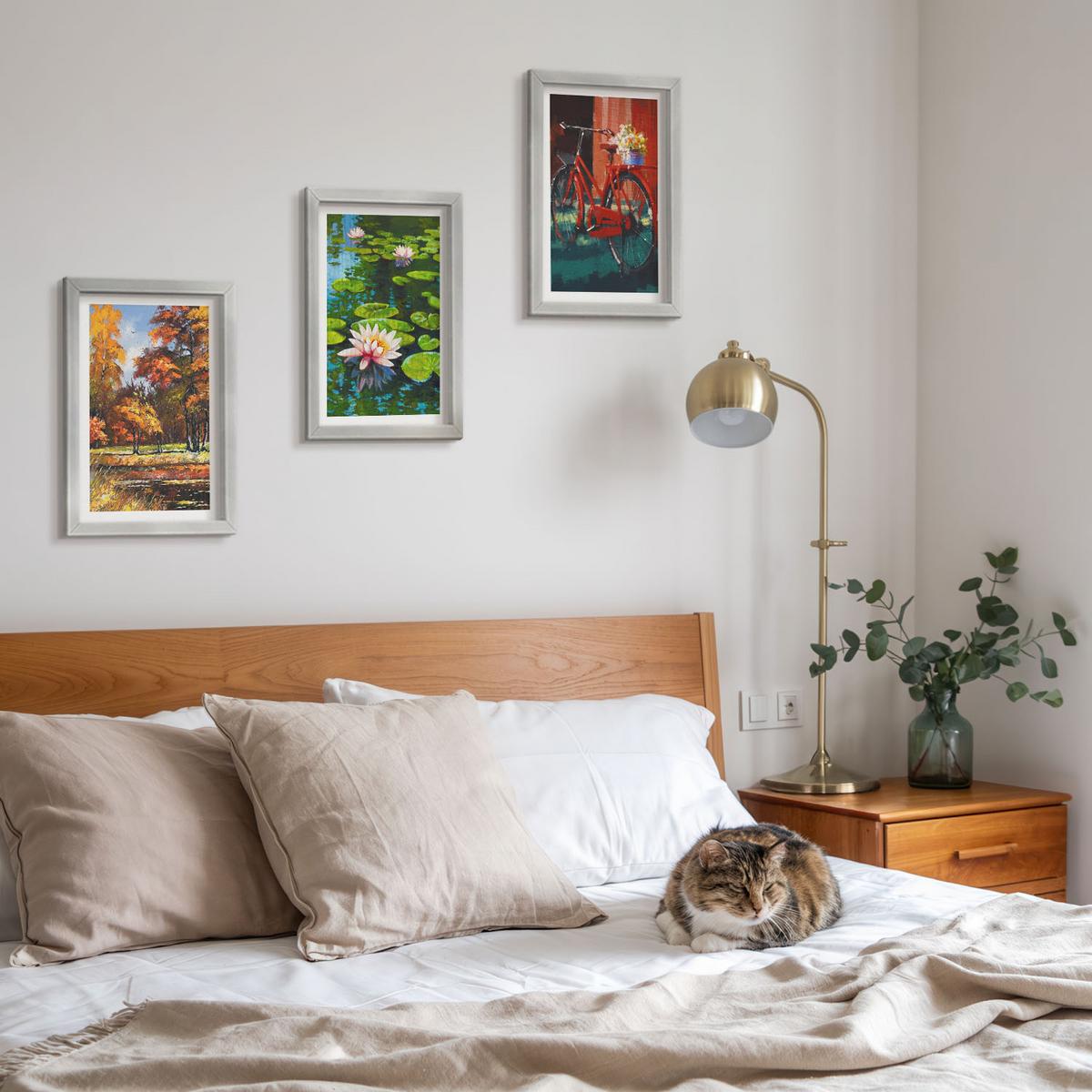BILDER SET 3er Set - 20x30 cm Silberner Rahmen - Herbstfarbene Lilienterrasse - Silberfarben, Kunststoff (20/30cm) - TULUP