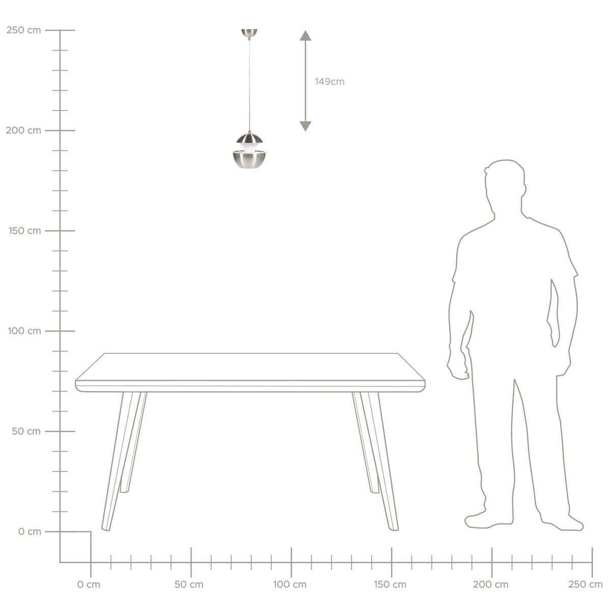 HÄNGELAMPE Bojana 20/20/180 cm - Silberfarben, Metall (20/20/180cm) - Beliani