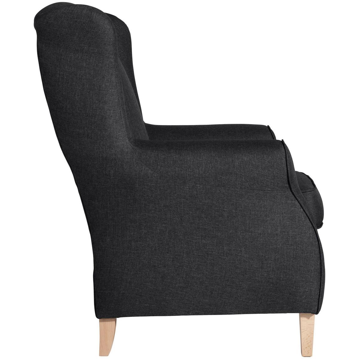OHRENSESSEL Karlen Bezug Flachgewebe Buche natur / graphit - Buchefarben/Graphitfarben, Kunststoff (86/103/77cm) - 58aufmkessel