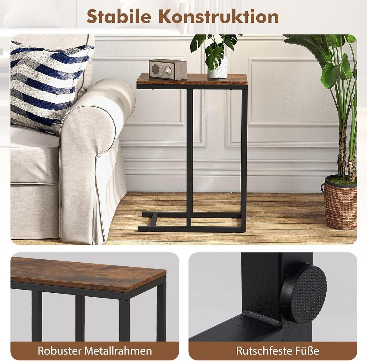BEISTELLTISCH 64cm Braun - Braun, Holz (25/45/64cm) - COSTWAY