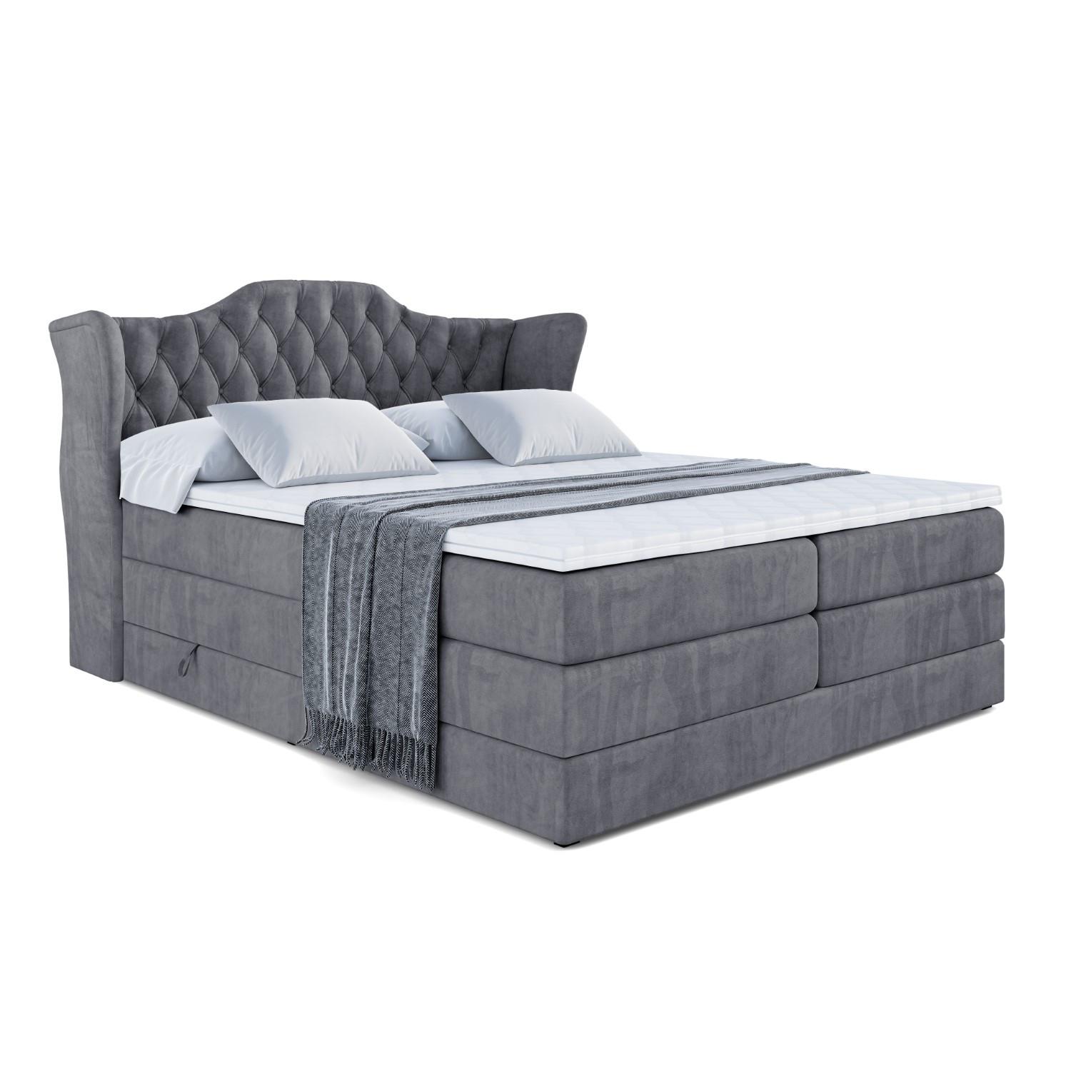 BOXSPRINGBETT VILA KING - 120x200 - H3/H4 - Dunkelgrau - Dunkelgrau, Holzwerkstoff (120/200cm) - ALTDECOR