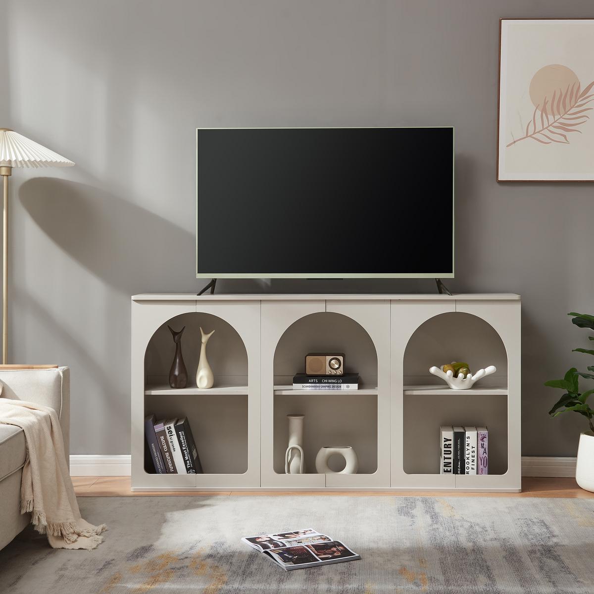 SIDEBOARD Trorhun - Grau, Holzwerkstoff (30/80/160cm) - [en.casa]
