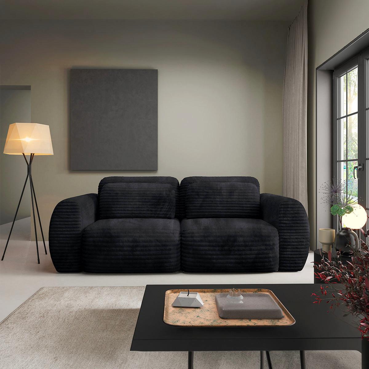 SOFA Camilla 3 Sitzplätze Schwarz - Schwarz, Holz (266/95/121cm) - Petits-meubles