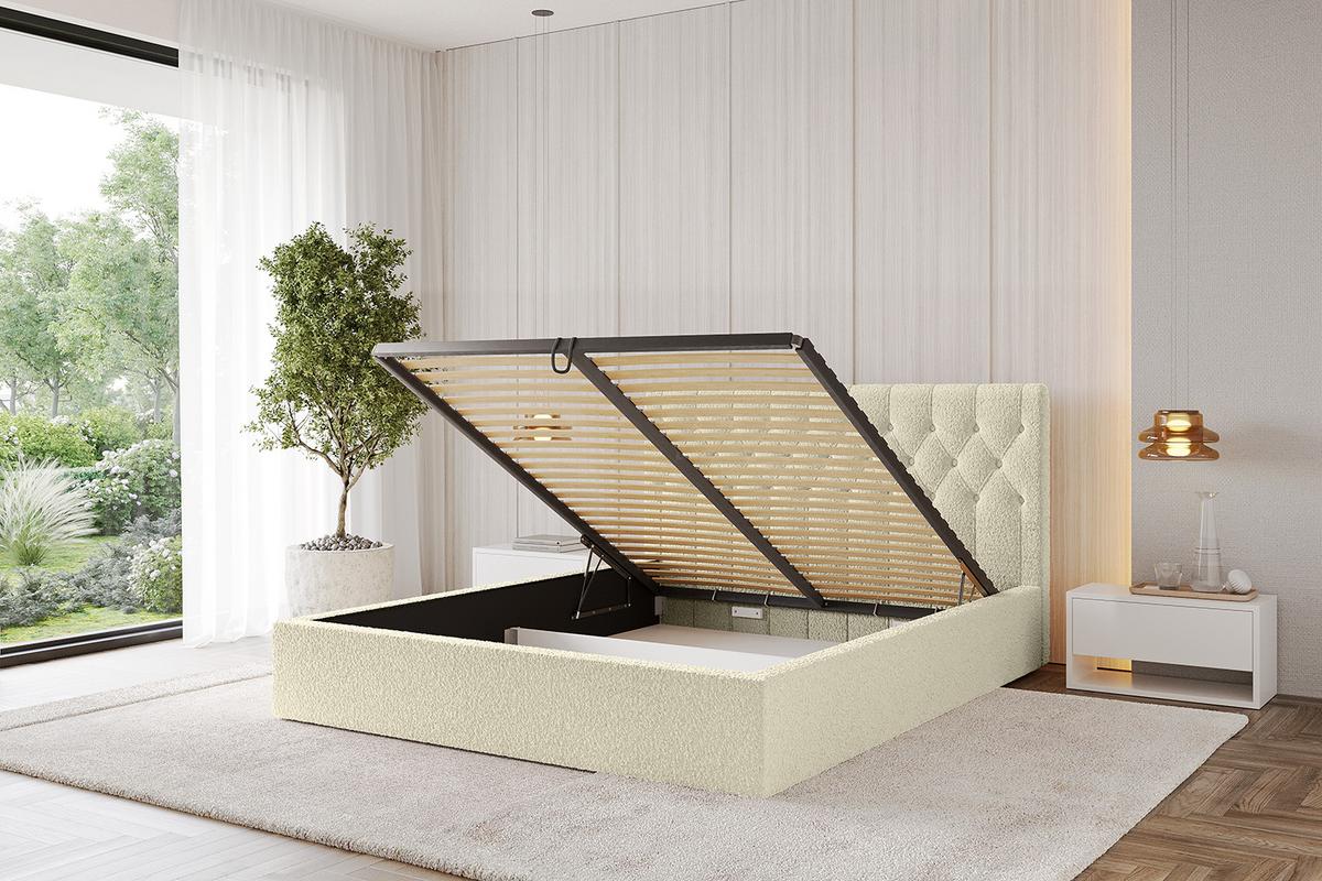 POLSTERBETT mit Bettkasten und Lattenrost, Bett mit Matratze H3/H4 - RENO 180x200 Beige - Taupe, Holzwerkstoff/Textil (180/200cm) - ALTDECOR