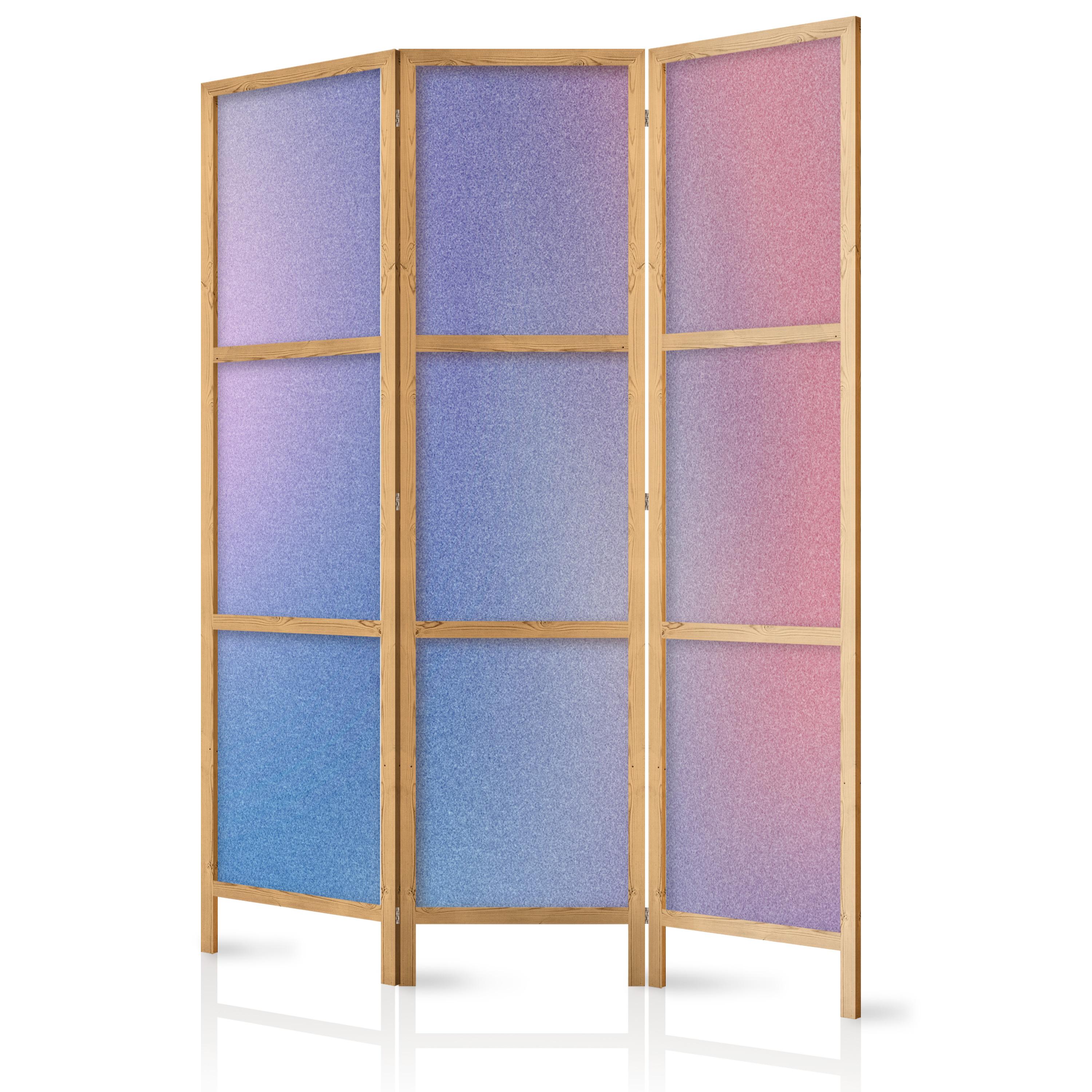 PARAVENT Japanischer 3-tlg 135x172 cm Farbverlauf - Rosa, Holz/Textil (135/172/3cm) - Muralo