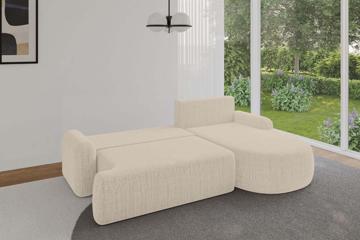 ECKSOFA mit Schlaffunktion und Bettkasten LIRA-L - 264x172x89 Beige - Beige, Holzwerkstoff/Textil (172/264cm) - ALTDECOR