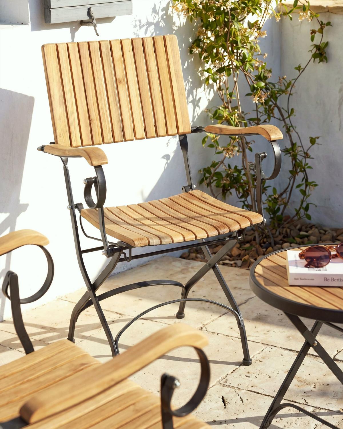 GARTENSTUHL 2er-Set Akazienholz Hellbraun Lascari - Hellbraun, Holz (45/89/42cm) - Beliani