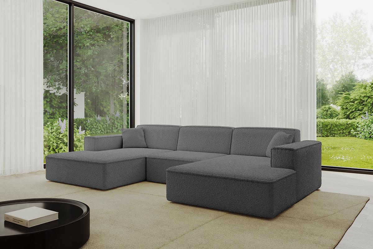WOHNLANDSCHAFT IREA-U1-v4 - 301x165x77 cm Grau - Olivgrün, Holzwerkstoff/Textil (301/77/165cm) - ALTDECOR