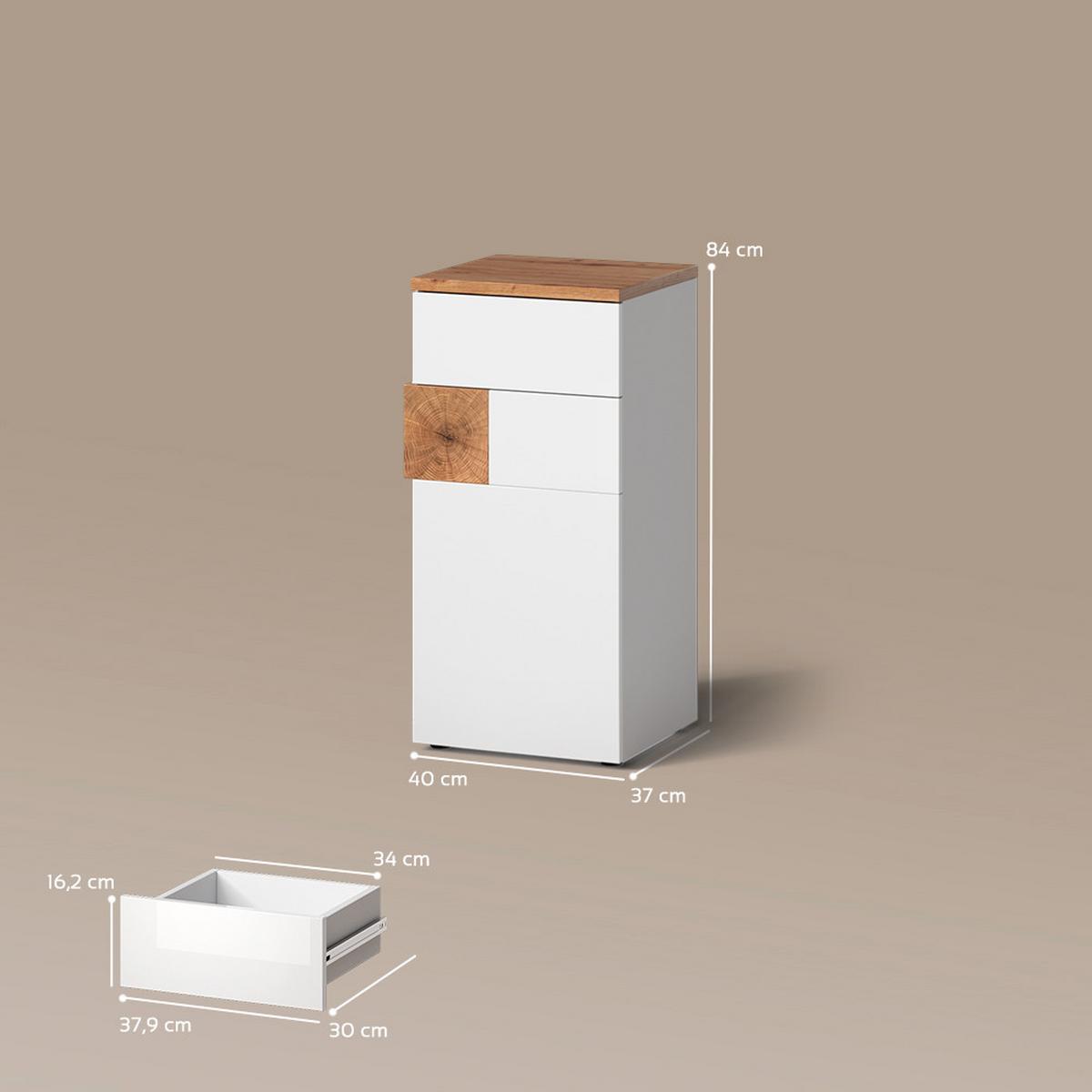 MIDISCHRANK Tanaro Weiß 40 x 84 cm - Weiß, Holzwerkstoff (40/84/37cm) - Livinity®