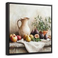 LEINWAND Bilder mit Rahmen - Obst - Kräuter - Ländlich - 20x20 - Naturfarben, Textil (20/20cm) - MuchoWow