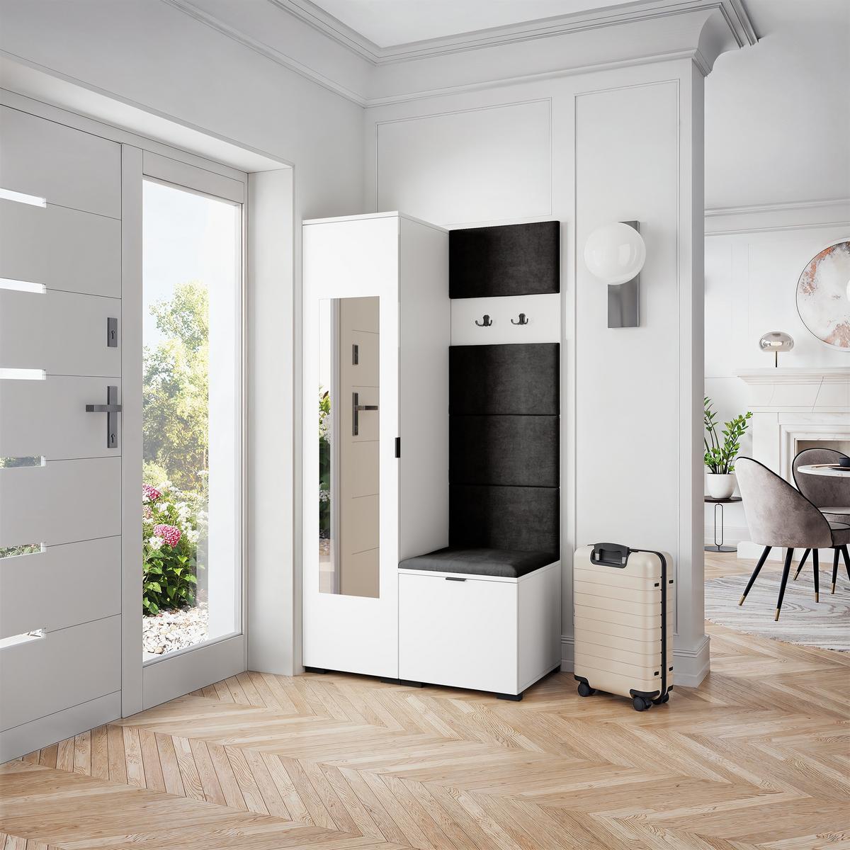 GARDEROBENSCHRANK VIRA 95/181/51 cm Modern Weiß - Schwarz/Weiß, Holzwerkstoff (95/181/51cm) - MASSENO