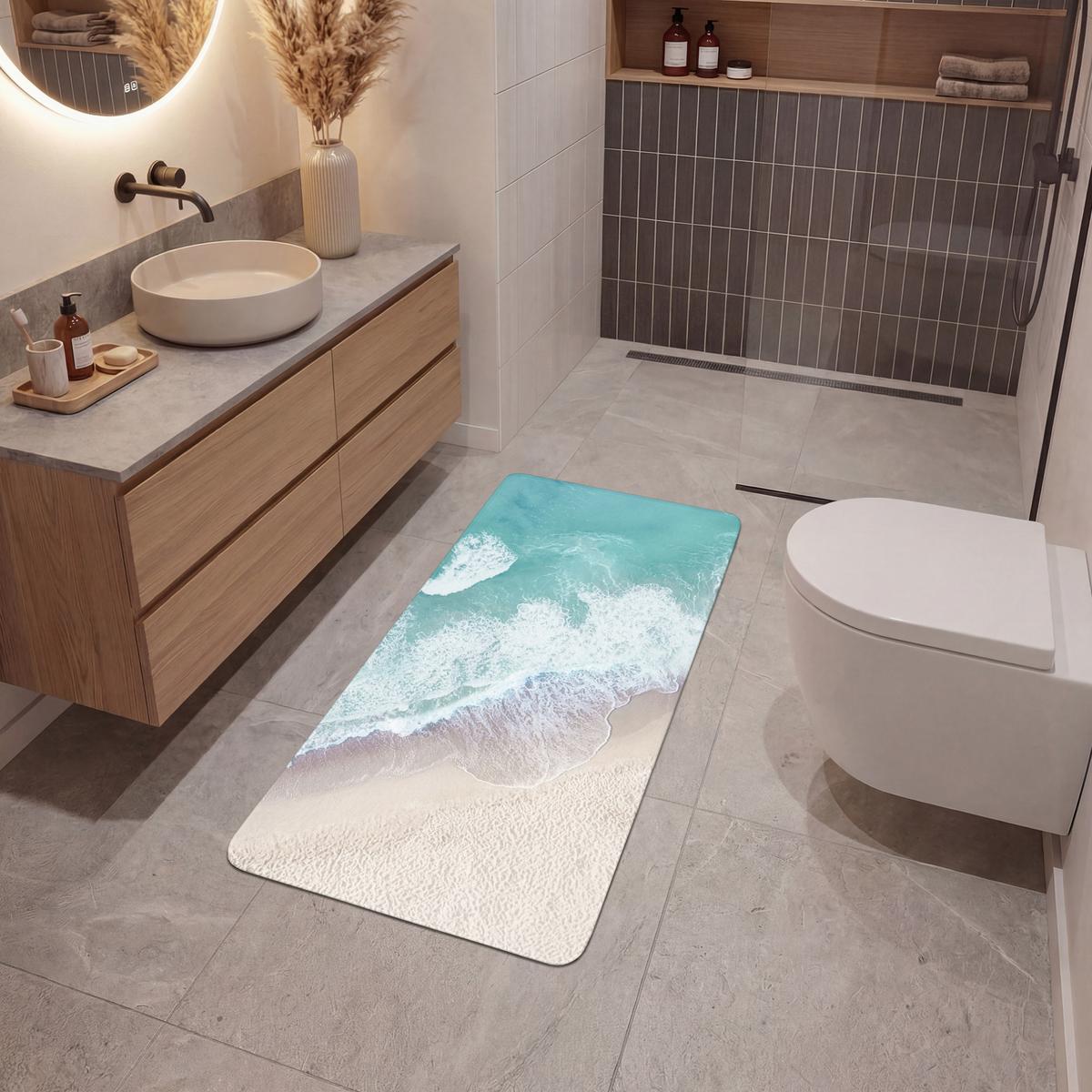 BADEMATTE Strand - Meer - Natur - Sommer 60x120 cm - Türkis, Textil (60/120cm) - OnlyWow