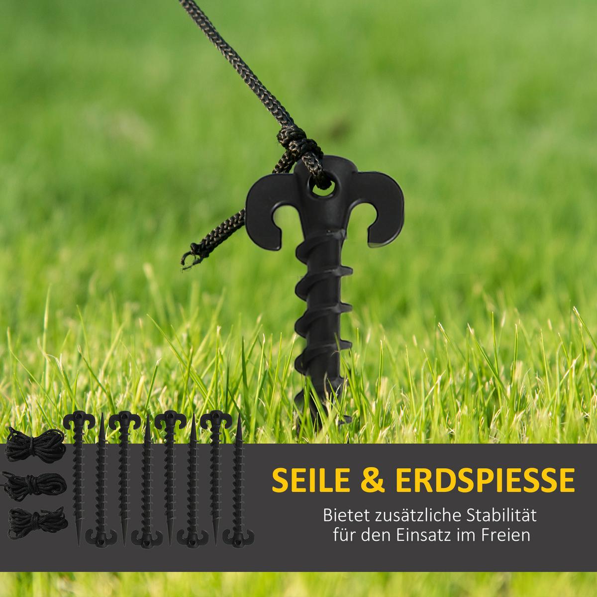 HALLOWEEN-DEKORATION 3,7 m riesiger Sensenmann mit LED-Beleuchtung für Outdoor - Schwarz, Textil (115/370/205cm) - Outsunny