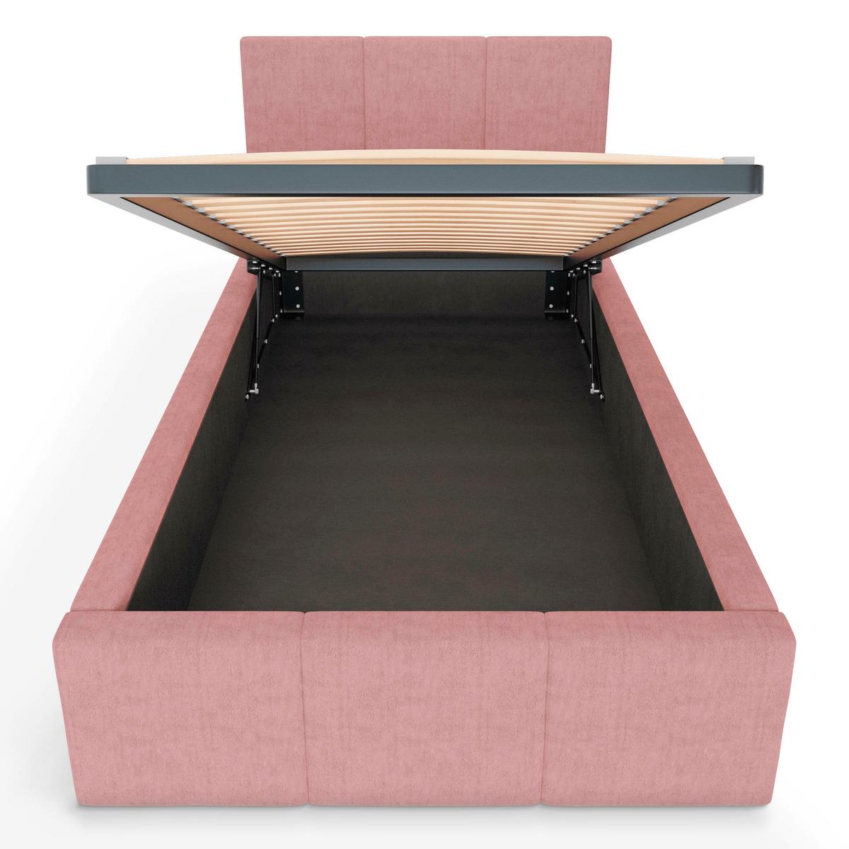 POLSTERBETT für Schlafzimmer Bett mit Stauraum Rosa 90x200 - Rosa, Holzwerkstoff/Metall (90/200cm) - Muralo