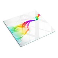 GLASPLATTE 60x52 cm Bunte Abstraktion - Blau/Dunkelgrau, Glas (60/0.4/52cm) - TULUP