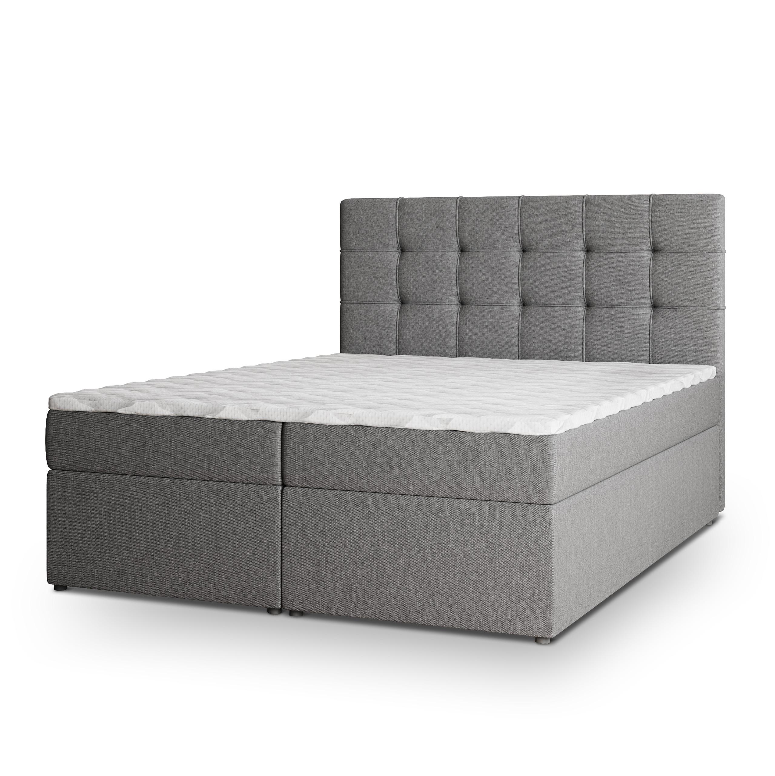 BOXBETT PALMA 180x200 cm mit Matratze und Topper - Hellgrau - Hellgrau, Holz (180/200cm) - MASSENO