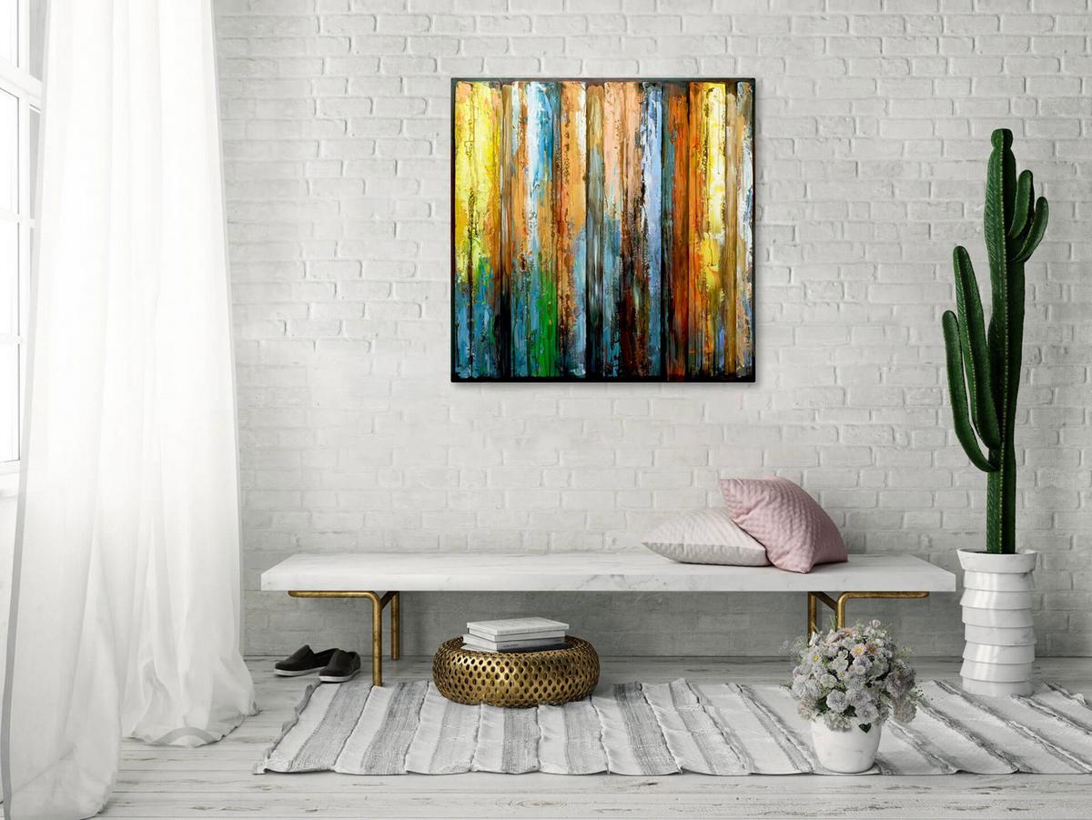 METALLBILD Bunt 80/80 cm - Multicolor, Metall (5.42/80cm) - KUNSTLOFT