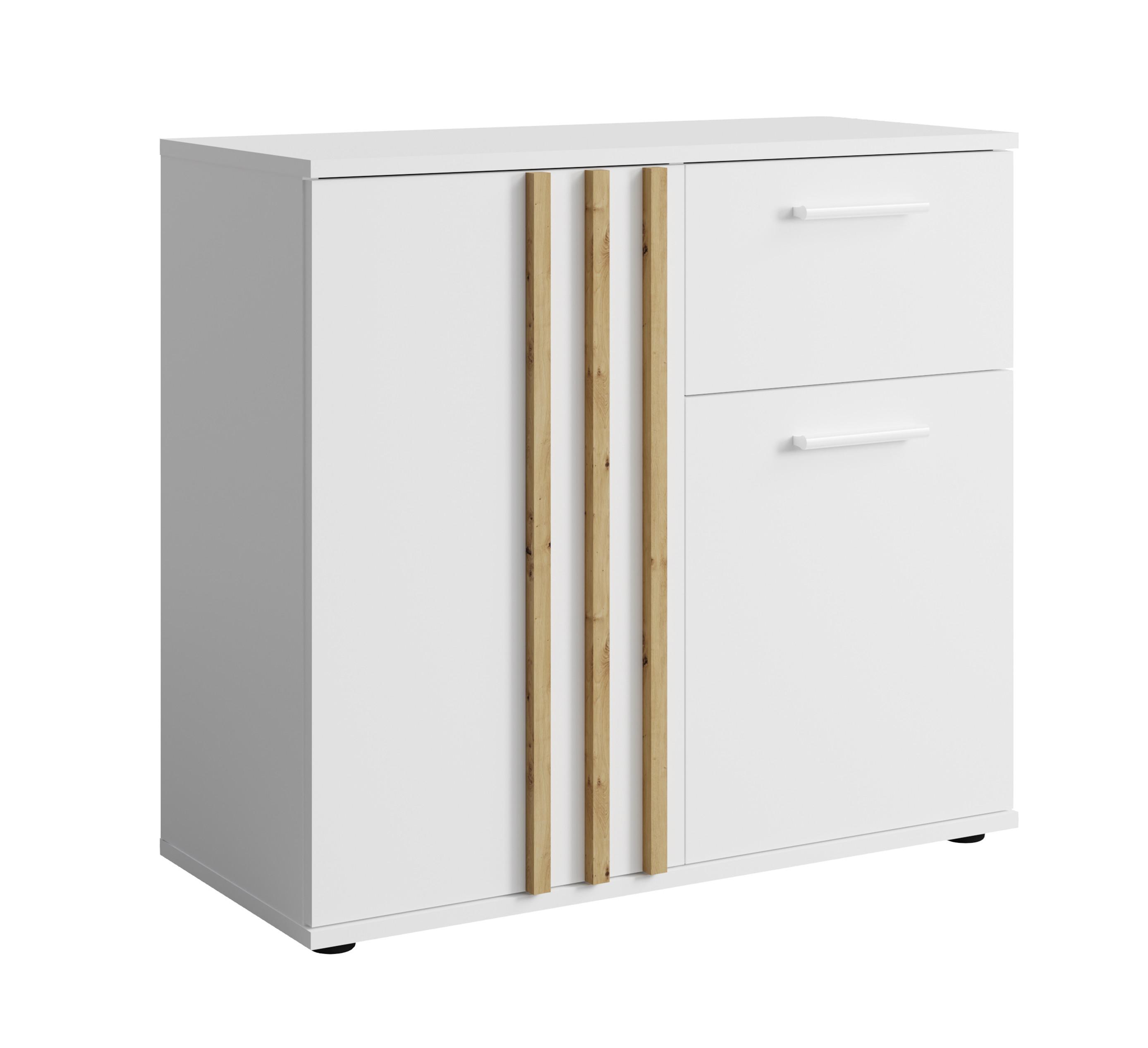 SIDEBOARD Turell 2D1SZ Weiß 80/73/35 cm – Kommode mit Schublade - Weiß, Holzwerkstoff/Kunststoff (80/73/35cm) - AX Living