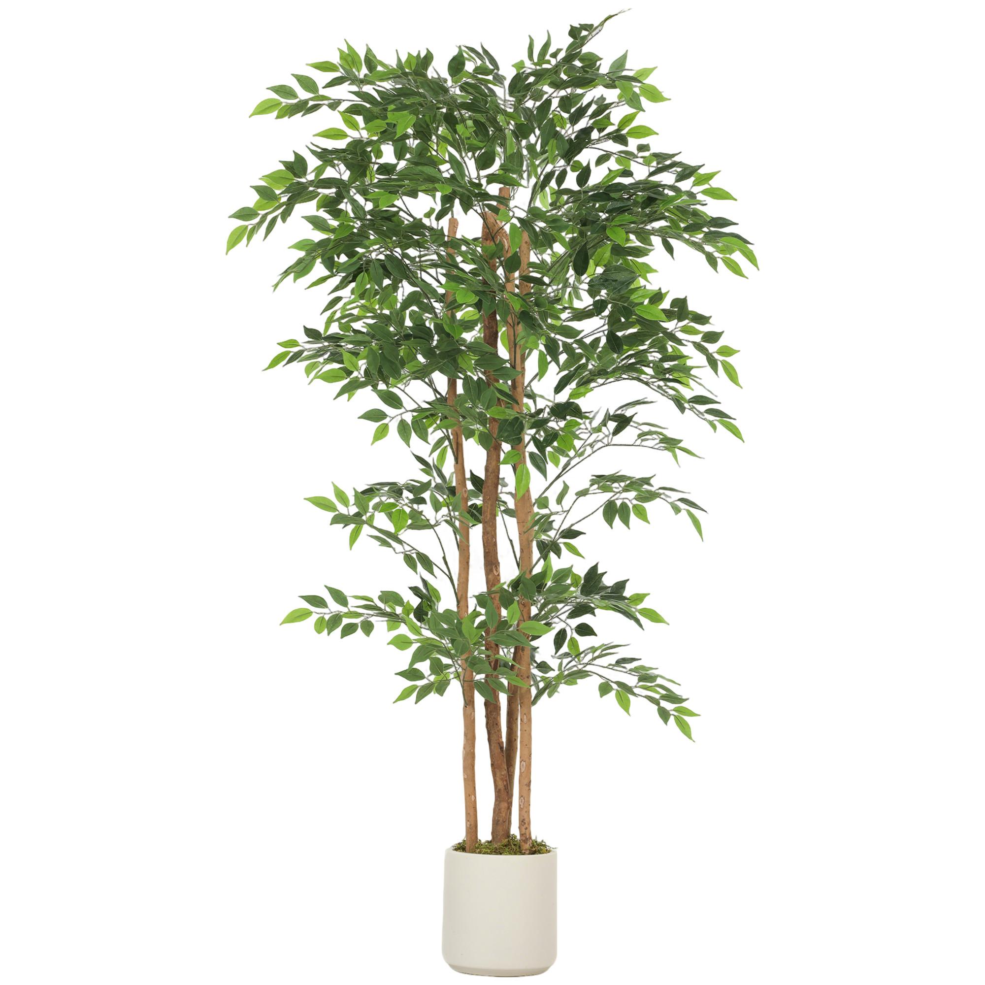 KÜNSTLICHER Banyanbaum 180 cm Kunstpflanze mit Massivholzstamm, Topf, Grün - Grün, Kunststoff (180cm) - HOMCOM
