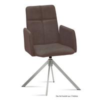 ARMLEHNSTUHL drehbar (2er-Set) Drinka 52x92x60 Edelstahl/Braun - Edelstahlfarben/Braun, Kunststoff (60/92/52cm) - 58aufmkessel