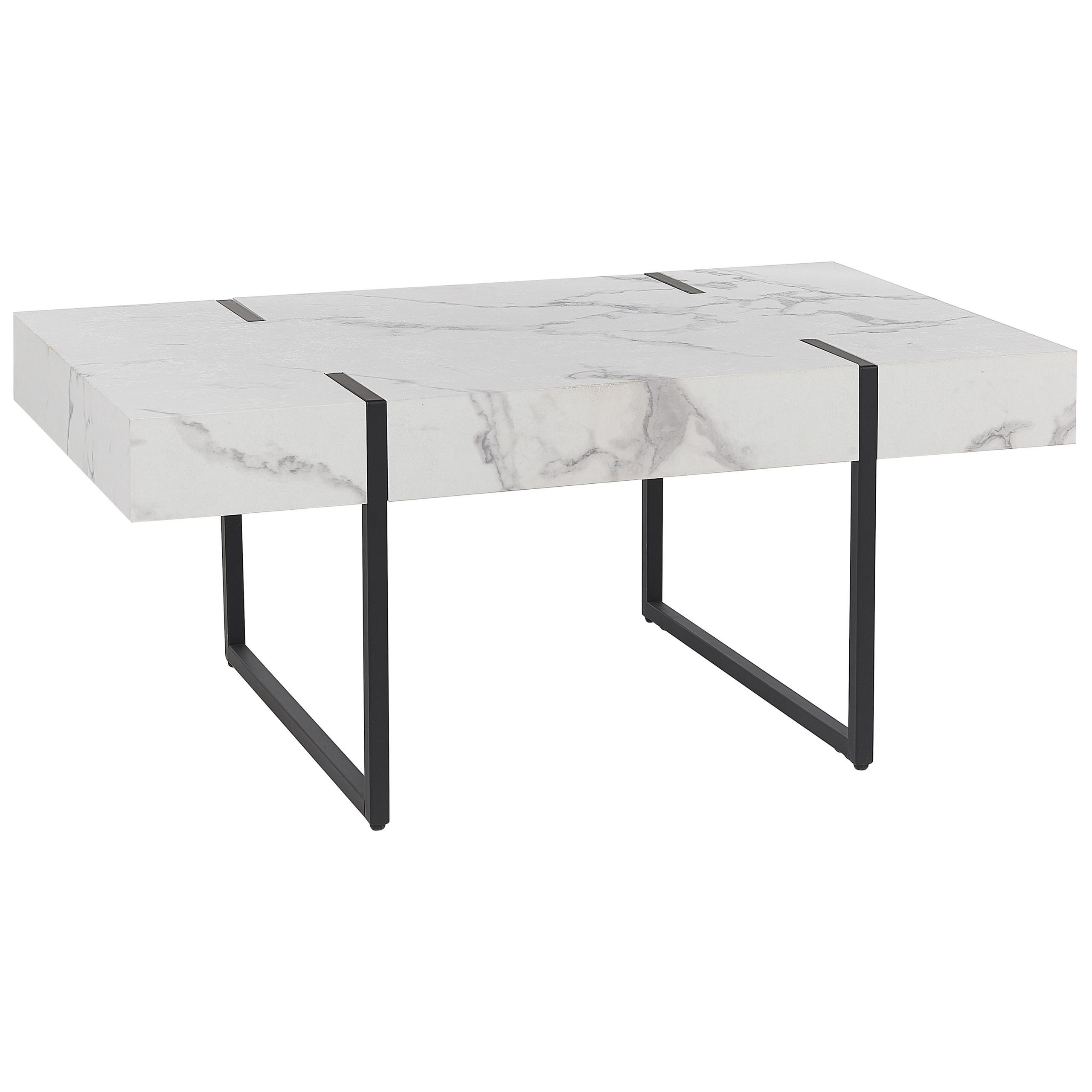COUCHTISCH weiß/schwarz Marmor Optik rechteckig Merced - Schwarz/Weiß, Holzwerkstoff (100/60/43cm) - Beliani