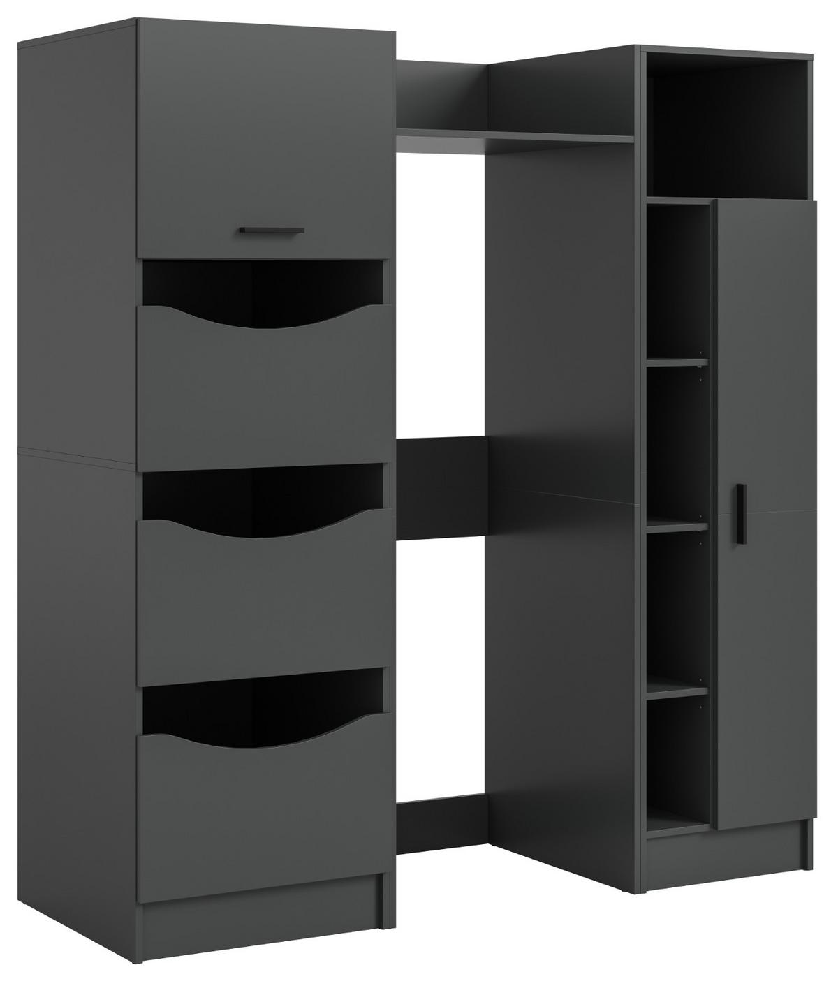WASCHMASCHINENSCHRANK grau Set 3-teilig 176 x 196 cm, viel Stauraum - Schwarz/Grau, Holzwerkstoff/Kunststoff (176/196/68cm) - Inn.Furn