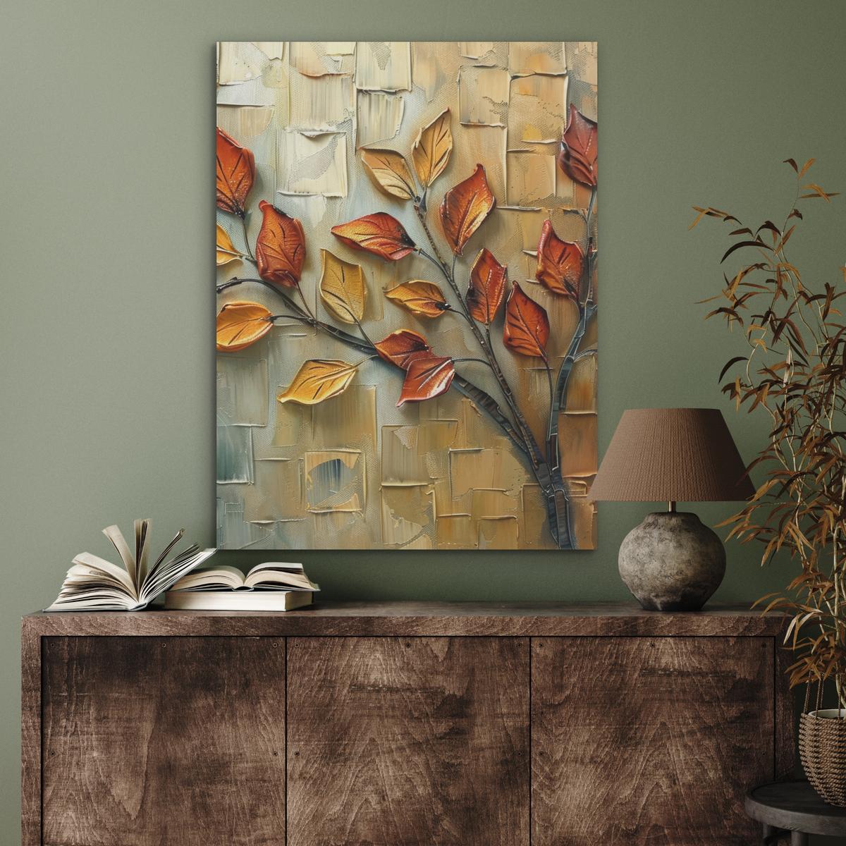 AKUSTIKBILD Baum - Abstrakt - Natur - Kunst Wandbilder 60x80 cm - Goldfarben, Kunststoff (60/80/0.9cm) - MuchoWow